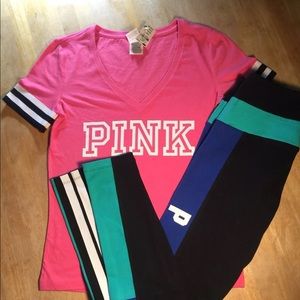 NWT Victoria’s Secret PINK Shirt (XS) & Pants (M)